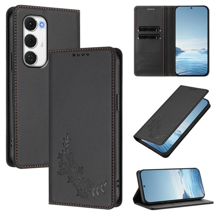 Peony Embossed Magnetic RFID Vegan Leather Phone Case, For Tecno Spark 40 Pro+ 4G, For Tecno Spark 40 Pro 4G, For Tecno Spark 40 4G, For Tecno Pova 7 Ultra 5G, For Tecno Spark Go 1 / Go 1S / Pop 9, For Tecno Camon 40 Pro 4G, For Tecno Camon 40 Premier ...