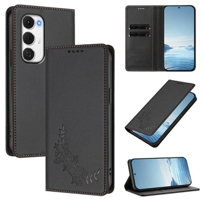 Peony Embossed Magnetic RFID Vegan Leather Phone Case, For Tecno Spark 40 Pro+ 4G, For Tecno Spark 40 Pro 4G, For Tecno Spark 40 4G, For Tecno Pova 7 Ultra 5G, For Tecno Spark Go 1 / Go 1S / Pop 9, For Tecno Camon 40 Pro 4G, For Tecno Camon 40 Premier ...