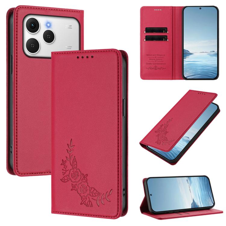 Peony Embossed Magnetic RFID Vegan Leather Phone Case, For Tecno Spark 40 Pro+ 4G, For Tecno Spark 40 Pro 4G, For Tecno Spark 40 4G, For Tecno Pova 7 Ultra 5G, For Tecno Spark Go 1 / Go 1S / Pop 9, For Tecno Camon 40 Pro 4G, For Tecno Camon 40 Premier ...