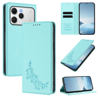 Peony Embossed Magnetic RFID Vegan Leather Phone Case, For Tecno Spark 40 Pro+ 4G, For Tecno Spark 40 Pro 4G, For Tecno Spark 40 4G, For Tecno Pova 7 Ultra 5G, For Tecno Spark Go 1 / Go 1S / Pop 9, For Tecno Camon 40 Pro 4G, For Tecno Camon 40 Premier ...