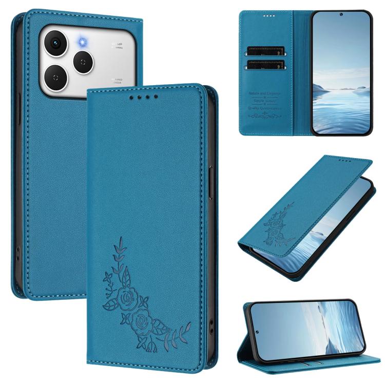 Peony Embossed Magnetic RFID Vegan Leather Phone Case, For Tecno Spark 40 Pro+ 4G, For Tecno Spark 40 Pro 4G, For Tecno Spark 40 4G, For Tecno Pova 7 Ultra 5G, For Tecno Spark Go 1 / Go 1S / Pop 9, For Tecno Camon 40 Pro 4G, For Tecno Camon 40 Premier ...