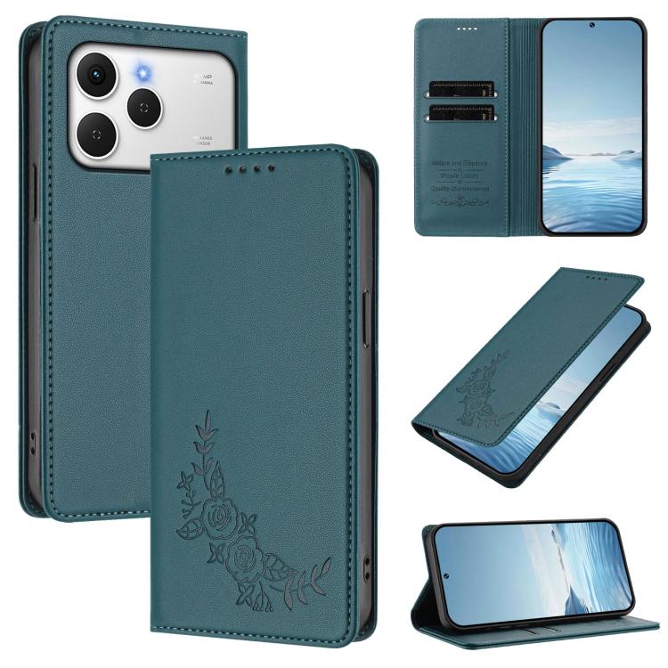 Peony Embossed Magnetic RFID Vegan Leather Phone Case, For Tecno Spark 40 Pro+ 4G, For Tecno Spark 40 Pro 4G, For Tecno Spark 40 4G, For Tecno Pova 7 Ultra 5G, For Tecno Spark Go 1 / Go 1S / Pop 9, For Tecno Camon 40 Pro 4G, For Tecno Camon 40 Premier ...