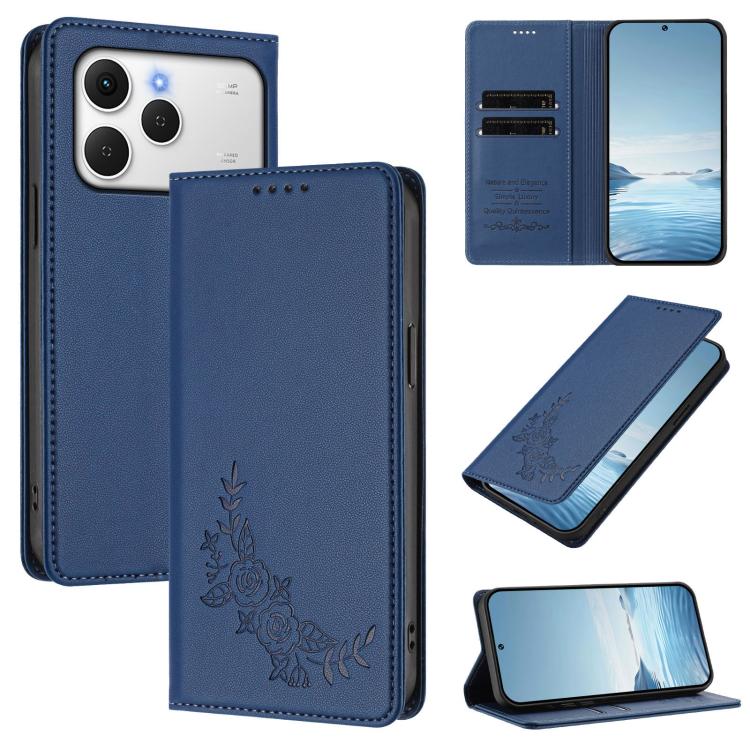 Peony Embossed Magnetic RFID Vegan Leather Phone Case, For Tecno Spark 40 Pro+ 4G, For Tecno Spark 40 Pro 4G, For Tecno Spark 40 4G, For Tecno Pova 7 Ultra 5G, For Tecno Spark Go 1 / Go 1S / Pop 9, For Tecno Camon 40 Pro 4G, For Tecno Camon 40 Premier ...
