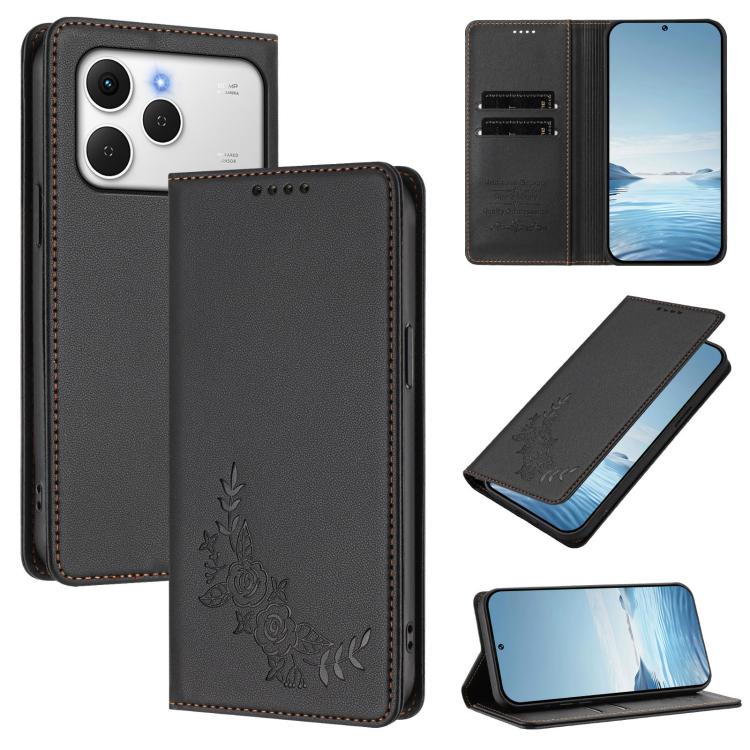 Peony Embossed Magnetic RFID Vegan Leather Phone Case, For Tecno Spark 40 Pro+ 4G, For Tecno Spark 40 Pro 4G, For Tecno Spark 40 4G, For Tecno Pova 7 Ultra 5G, For Tecno Spark Go 1 / Go 1S / Pop 9, For Tecno Camon 40 Pro 4G, For Tecno Camon 40 Premier ...