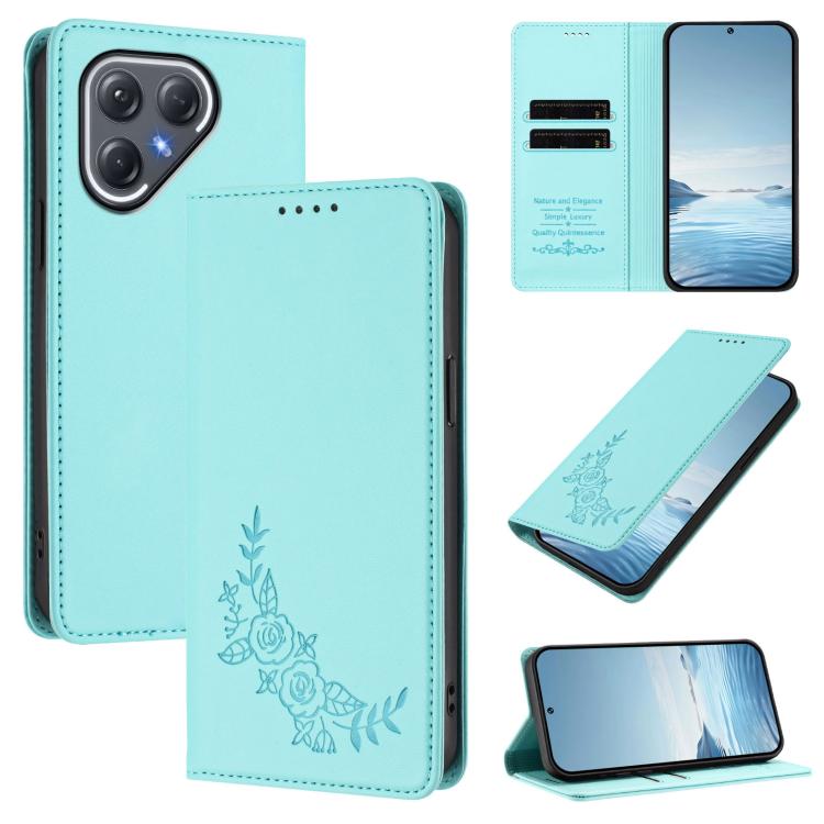 Peony Embossed Magnetic RFID Vegan Leather Phone Case, For Tecno Spark 40 Pro+ 4G, For Tecno Spark 40 Pro 4G, For Tecno Spark 40 4G, For Tecno Pova 7 Ultra 5G, For Tecno Spark Go 1 / Go 1S / Pop 9, For Tecno Camon 40 Pro 4G, For Tecno Camon 40 Premier ...