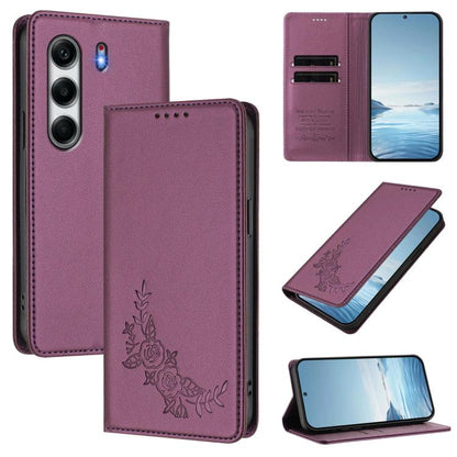 Peony Embossed Magnetic RFID Vegan Leather Phone Case, For Tecno Spark 40 Pro+ 4G, For Tecno Spark 40 Pro 4G, For Tecno Spark 40 4G, For Tecno Pova 7 Ultra 5G, For Tecno Spark Go 1 / Go 1S / Pop 9, For Tecno Camon 40 Pro 4G, For Tecno Camon 40 Premier ...