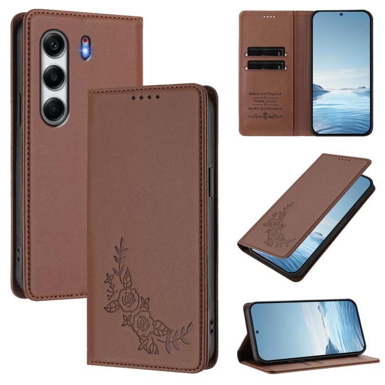 Peony Embossed Magnetic RFID Vegan Leather Phone Case, For Tecno Spark 40 Pro+ 4G, For Tecno Spark 40 Pro 4G, For Tecno Spark 40 4G, For Tecno Pova 7 Ultra 5G, For Tecno Spark Go 1 / Go 1S / Pop 9, For Tecno Camon 40 Pro 4G, For Tecno Camon 40 Premier ...