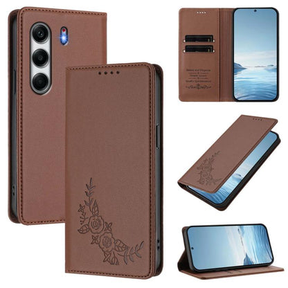 Peony Embossed Magnetic RFID Vegan Leather Phone Case, For Tecno Spark 40 Pro+ 4G, For Tecno Spark 40 Pro 4G, For Tecno Spark 40 4G, For Tecno Pova 7 Ultra 5G, For Tecno Spark Go 1 / Go 1S / Pop 9, For Tecno Camon 40 Pro 4G, For Tecno Camon 40 Premier ...