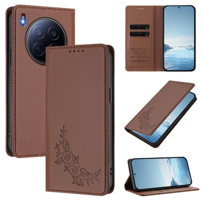 Peony Embossed Magnetic RFID Vegan Leather Phone Case, For Tecno Spark 40 Pro+ 4G, For Tecno Spark 40 Pro 4G, For Tecno Spark 40 4G, For Tecno Pova 7 Ultra 5G, For Tecno Spark Go 1 / Go 1S / Pop 9, For Tecno Camon 40 Pro 4G, For Tecno Camon 40 Premier ...