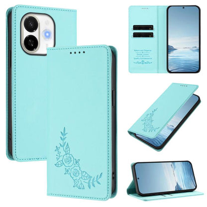 Peony Embossed Magnetic RFID Vegan Leather Phone Case, For Tecno Spark 40 Pro+ 4G, For Tecno Spark 40 Pro 4G, For Tecno Spark 40 4G, For Tecno Pova 7 Ultra 5G, For Tecno Spark Go 1 / Go 1S / Pop 9, For Tecno Camon 40 Pro 4G, For Tecno Camon 40 Premier ...