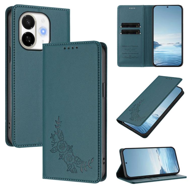 Peony Embossed Magnetic RFID Vegan Leather Phone Case, For Tecno Spark 40 Pro+ 4G, For Tecno Spark 40 Pro 4G, For Tecno Spark 40 4G, For Tecno Pova 7 Ultra 5G, For Tecno Spark Go 1 / Go 1S / Pop 9, For Tecno Camon 40 Pro 4G, For Tecno Camon 40 Premier ...