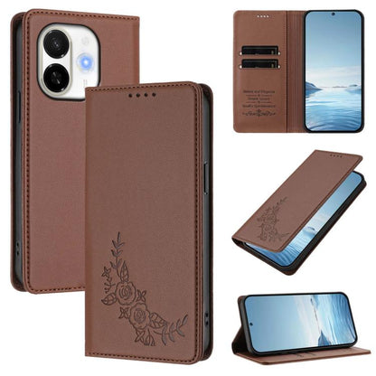 Peony Embossed Magnetic RFID Vegan Leather Phone Case, For Tecno Spark 40 Pro+ 4G, For Tecno Spark 40 Pro 4G, For Tecno Spark 40 4G, For Tecno Pova 7 Ultra 5G, For Tecno Spark Go 1 / Go 1S / Pop 9, For Tecno Camon 40 Pro 4G, For Tecno Camon 40 Premier ...