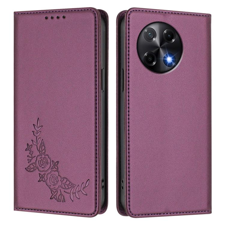 Peony Embossed Magnetic RFID Vegan Leather Phone Case, For Tecno Camon 30S / 30S Pro, For Tecno Pova 6 Neo 5G / Spark 30 5G, For Tecno Spark 30 Pro 4G, For Tecno Spark 30 4G, For Tecno Spark 30C 4G, For Tecno Spark 20 Pro 5G, For Tecno Spark 10 Pro Mag...
