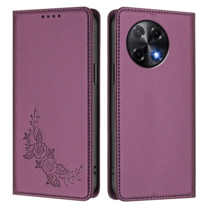 Peony Embossed Magnetic RFID Vegan Leather Phone Case, For Tecno Camon 30S / 30S Pro, For Tecno Pova 6 Neo 5G / Spark 30 5G, For Tecno Spark 30 Pro 4G, For Tecno Spark 30 4G, For Tecno Spark 30C 4G, For Tecno Spark 20 Pro 5G, For Tecno Spark 10 Pro Mag...