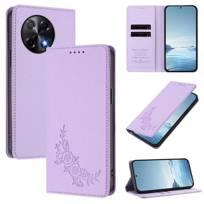 Peony Embossed Magnetic RFID Vegan Leather Phone Case, For Tecno Camon 30S / 30S Pro, For Tecno Pova 6 Neo 5G / Spark 30 5G, For Tecno Spark 30 Pro 4G, For Tecno Spark 30 4G, For Tecno Spark 30C 4G, For Tecno Spark 20 Pro 5G, For Tecno Spark 10 Pro Mag...