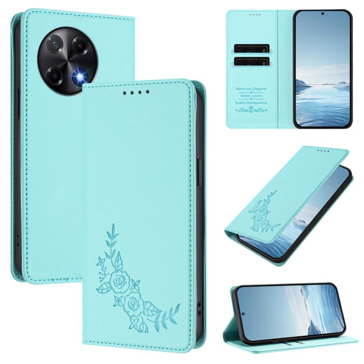 Peony Embossed Magnetic RFID Vegan Leather Phone Case, For Tecno Camon 30S / 30S Pro, For Tecno Pova 6 Neo 5G / Spark 30 5G, For Tecno Spark 30 Pro 4G, For Tecno Spark 30 4G, For Tecno Spark 30C 4G, For Tecno Spark 20 Pro 5G, For Tecno Spark 10 Pro Mag...