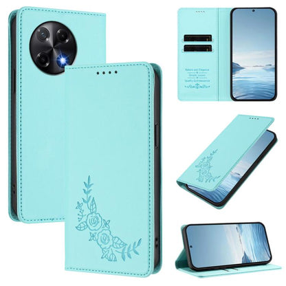 Peony Embossed Magnetic RFID Vegan Leather Phone Case, For Tecno Camon 30S / 30S Pro, For Tecno Pova 6 Neo 5G / Spark 30 5G, For Tecno Spark 30 Pro 4G, For Tecno Spark 30 4G, For Tecno Spark 30C 4G, For Tecno Spark 20 Pro 5G, For Tecno Spark 10 Pro Mag...