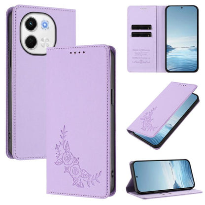 Peony Embossed Magnetic RFID Vegan Leather Phone Case, For Tecno Camon 30S / 30S Pro, For Tecno Pova 6 Neo 5G / Spark 30 5G, For Tecno Spark 30 Pro 4G, For Tecno Spark 30 4G, For Tecno Spark 30C 4G, For Tecno Spark 20 Pro 5G, For Tecno Spark 10 Pro Mag...