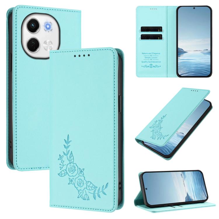Peony Embossed Magnetic RFID Vegan Leather Phone Case, For Tecno Camon 30S / 30S Pro, For Tecno Pova 6 Neo 5G / Spark 30 5G, For Tecno Spark 30 Pro 4G, For Tecno Spark 30 4G, For Tecno Spark 30C 4G, For Tecno Spark 20 Pro 5G, For Tecno Spark 10 Pro Mag...