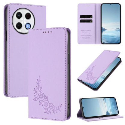 Peony Embossed Magnetic RFID Vegan Leather Phone Case, For Tecno Camon 30S / 30S Pro, For Tecno Pova 6 Neo 5G / Spark 30 5G, For Tecno Spark 30 Pro 4G, For Tecno Spark 30 4G, For Tecno Spark 30C 4G, For Tecno Spark 20 Pro 5G, For Tecno Spark 10 Pro Mag...
