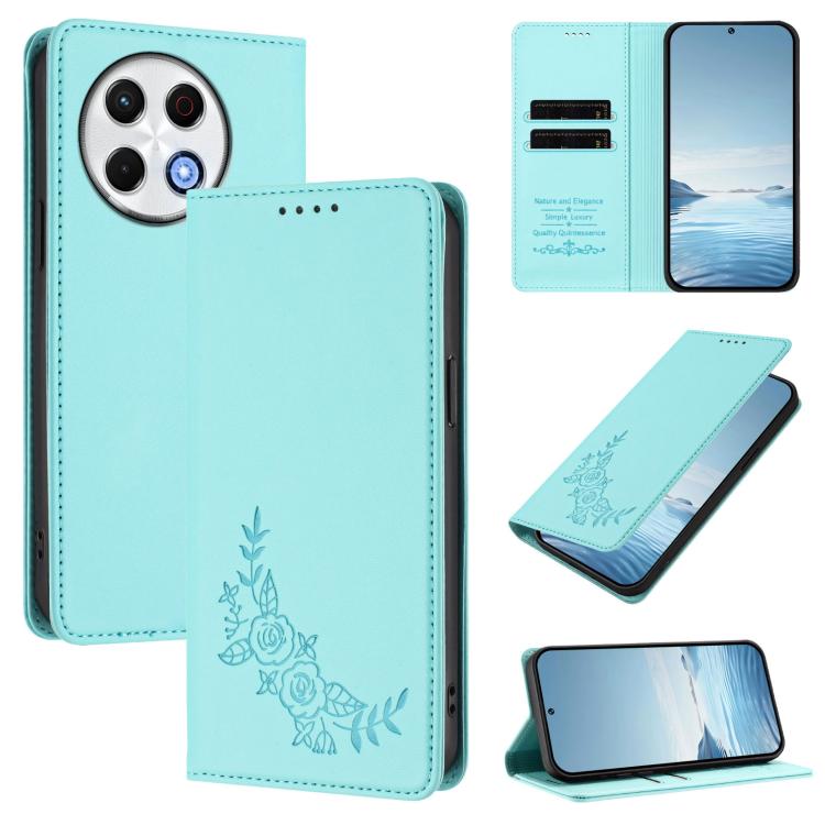 Peony Embossed Magnetic RFID Vegan Leather Phone Case, For Tecno Camon 30S / 30S Pro, For Tecno Pova 6 Neo 5G / Spark 30 5G, For Tecno Spark 30 Pro 4G, For Tecno Spark 30 4G, For Tecno Spark 30C 4G, For Tecno Spark 20 Pro 5G, For Tecno Spark 10 Pro Mag...