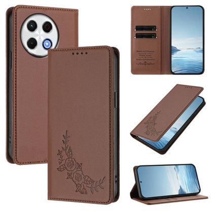 Peony Embossed Magnetic RFID Vegan Leather Phone Case, For Tecno Camon 30S / 30S Pro, For Tecno Pova 6 Neo 5G / Spark 30 5G, For Tecno Spark 30 Pro 4G, For Tecno Spark 30 4G, For Tecno Spark 30C 4G, For Tecno Spark 20 Pro 5G, For Tecno Spark 10 Pro Mag...