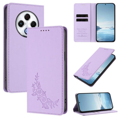 Peony Embossed Magnetic RFID Vegan Leather Phone Case, For Tecno Camon 30S / 30S Pro, For Tecno Pova 6 Neo 5G / Spark 30 5G, For Tecno Spark 30 Pro 4G, For Tecno Spark 30 4G, For Tecno Spark 30C 4G, For Tecno Spark 20 Pro 5G, For Tecno Spark 10 Pro Mag...
