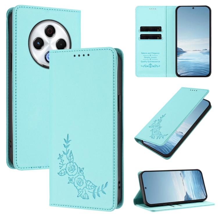 Peony Embossed Magnetic RFID Vegan Leather Phone Case, For Tecno Camon 30S / 30S Pro, For Tecno Pova 6 Neo 5G / Spark 30 5G, For Tecno Spark 30 Pro 4G, For Tecno Spark 30 4G, For Tecno Spark 30C 4G, For Tecno Spark 20 Pro 5G, For Tecno Spark 10 Pro Mag...