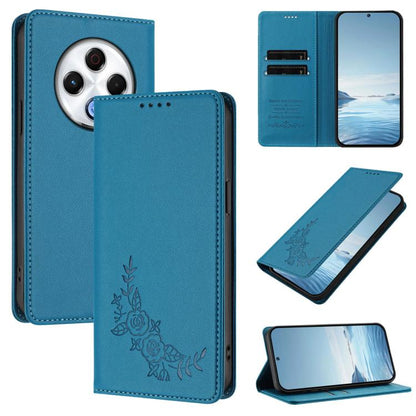 Peony Embossed Magnetic RFID Vegan Leather Phone Case, For Tecno Camon 30S / 30S Pro, For Tecno Pova 6 Neo 5G / Spark 30 5G, For Tecno Spark 30 Pro 4G, For Tecno Spark 30 4G, For Tecno Spark 30C 4G, For Tecno Spark 20 Pro 5G, For Tecno Spark 10 Pro Mag...