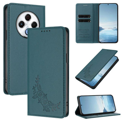Peony Embossed Magnetic RFID Vegan Leather Phone Case, For Tecno Camon 30S / 30S Pro, For Tecno Pova 6 Neo 5G / Spark 30 5G, For Tecno Spark 30 Pro 4G, For Tecno Spark 30 4G, For Tecno Spark 30C 4G, For Tecno Spark 20 Pro 5G, For Tecno Spark 10 Pro Mag...