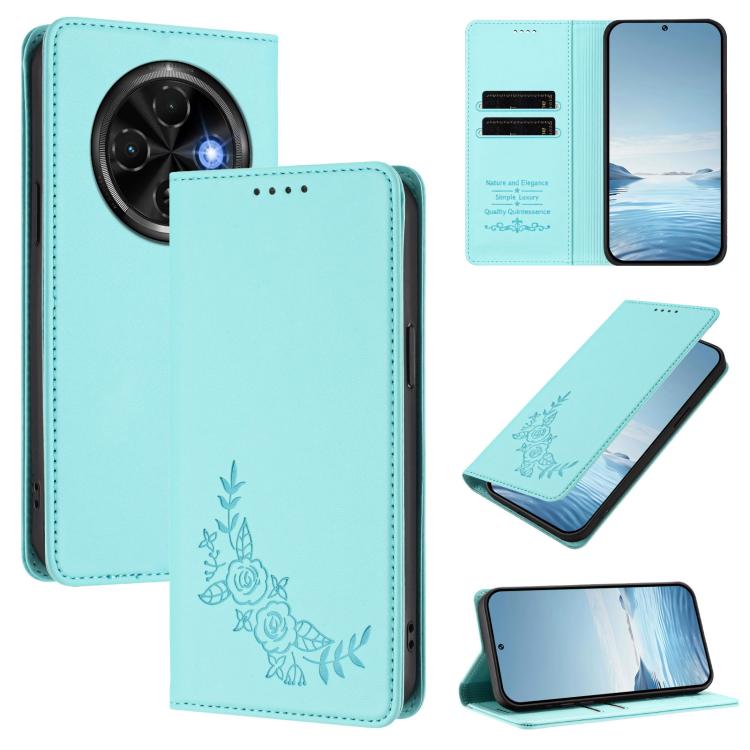 Peony Embossed Magnetic RFID Vegan Leather Phone Case, For Tecno Camon 30S / 30S Pro, For Tecno Pova 6 Neo 5G / Spark 30 5G, For Tecno Spark 30 Pro 4G, For Tecno Spark 30 4G, For Tecno Spark 30C 4G, For Tecno Spark 20 Pro 5G, For Tecno Spark 10 Pro Mag...
