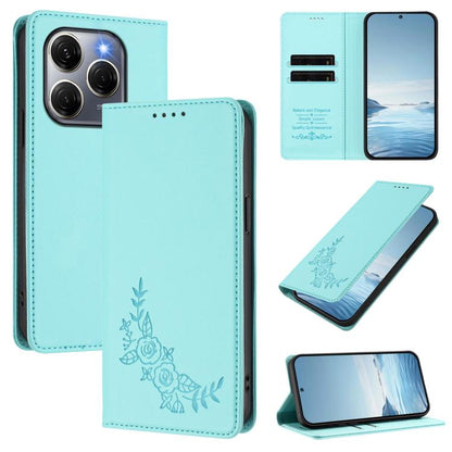 Peony Embossed Magnetic RFID Vegan Leather Phone Case, For Tecno Camon 30S / 30S Pro, For Tecno Pova 6 Neo 5G / Spark 30 5G, For Tecno Spark 30 Pro 4G, For Tecno Spark 30 4G, For Tecno Spark 30C 4G, For Tecno Spark 20 Pro 5G, For Tecno Spark 10 Pro Mag...