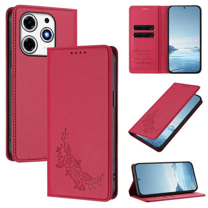 Peony Embossed Magnetic RFID Vegan Leather Phone Case, For Tecno Camon 30S / 30S Pro, For Tecno Pova 6 Neo 5G / Spark 30 5G, For Tecno Spark 30 Pro 4G, For Tecno Spark 30 4G, For Tecno Spark 30C 4G, For Tecno Spark 20 Pro 5G, For Tecno Spark 10 Pro Mag...