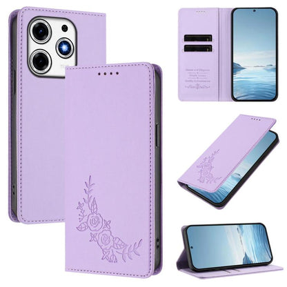 Peony Embossed Magnetic RFID Vegan Leather Phone Case, For Tecno Camon 30S / 30S Pro, For Tecno Pova 6 Neo 5G / Spark 30 5G, For Tecno Spark 30 Pro 4G, For Tecno Spark 30 4G, For Tecno Spark 30C 4G, For Tecno Spark 20 Pro 5G, For Tecno Spark 10 Pro Mag...