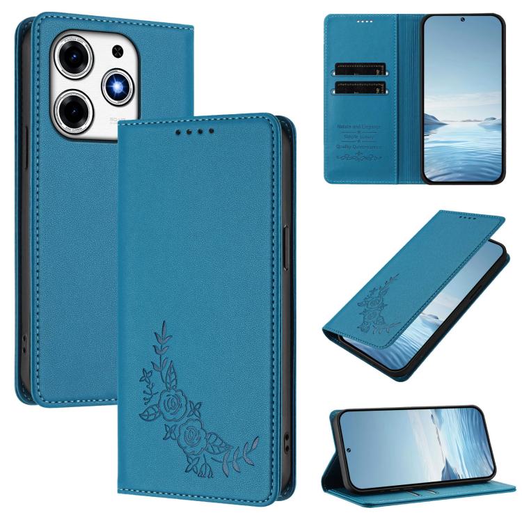 Peony Embossed Magnetic RFID Vegan Leather Phone Case, For Tecno Camon 30S / 30S Pro, For Tecno Pova 6 Neo 5G / Spark 30 5G, For Tecno Spark 30 Pro 4G, For Tecno Spark 30 4G, For Tecno Spark 30C 4G, For Tecno Spark 20 Pro 5G, For Tecno Spark 10 Pro Mag...