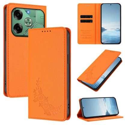 Peony Embossed Magnetic RFID Vegan Leather Phone Case, For Tecno Camon 30S / 30S Pro, For Tecno Pova 6 Neo 5G / Spark 30 5G, For Tecno Spark 30 Pro 4G, For Tecno Spark 30 4G, For Tecno Spark 30C 4G, For Tecno Spark 20 Pro 5G, For Tecno Spark 10 Pro Mag...