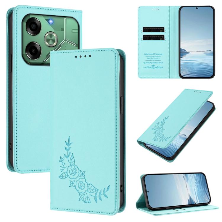 Peony Embossed Magnetic RFID Vegan Leather Phone Case, For Tecno Camon 30S / 30S Pro, For Tecno Pova 6 Neo 5G / Spark 30 5G, For Tecno Spark 30 Pro 4G, For Tecno Spark 30 4G, For Tecno Spark 30C 4G, For Tecno Spark 20 Pro 5G, For Tecno Spark 10 Pro Mag...