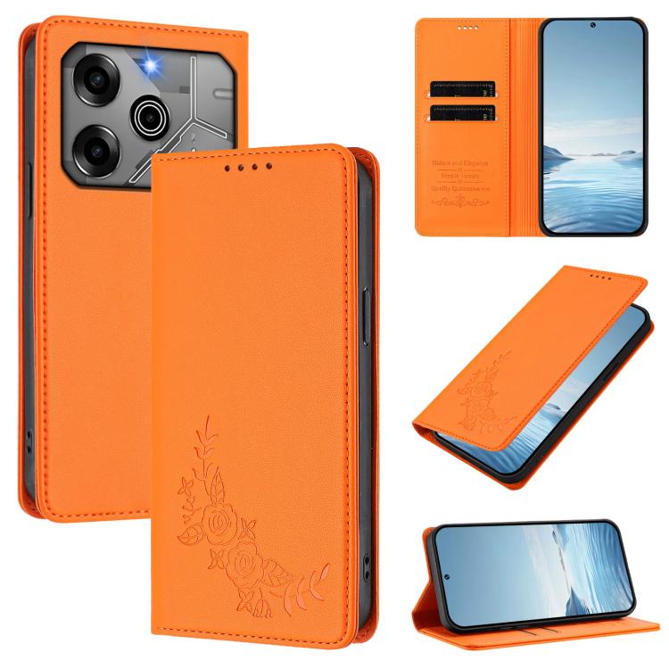 Peony Embossed Magnetic RFID Vegan Leather Phone Case, For Tecno Camon 30S / 30S Pro, For Tecno Pova 6 Neo 5G / Spark 30 5G, For Tecno Spark 30 Pro 4G, For Tecno Spark 30 4G, For Tecno Spark 30C 4G, For Tecno Spark 20 Pro 5G, For Tecno Spark 10 Pro Mag...
