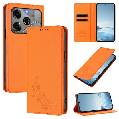 Peony Embossed Magnetic RFID Vegan Leather Phone Case, For Tecno Camon 30S / 30S Pro, For Tecno Pova 6 Neo 5G / Spark 30 5G, For Tecno Spark 30 Pro 4G, For Tecno Spark 30 4G, For Tecno Spark 30C 4G, For Tecno Spark 20 Pro 5G, For Tecno Spark 10 Pro Mag...