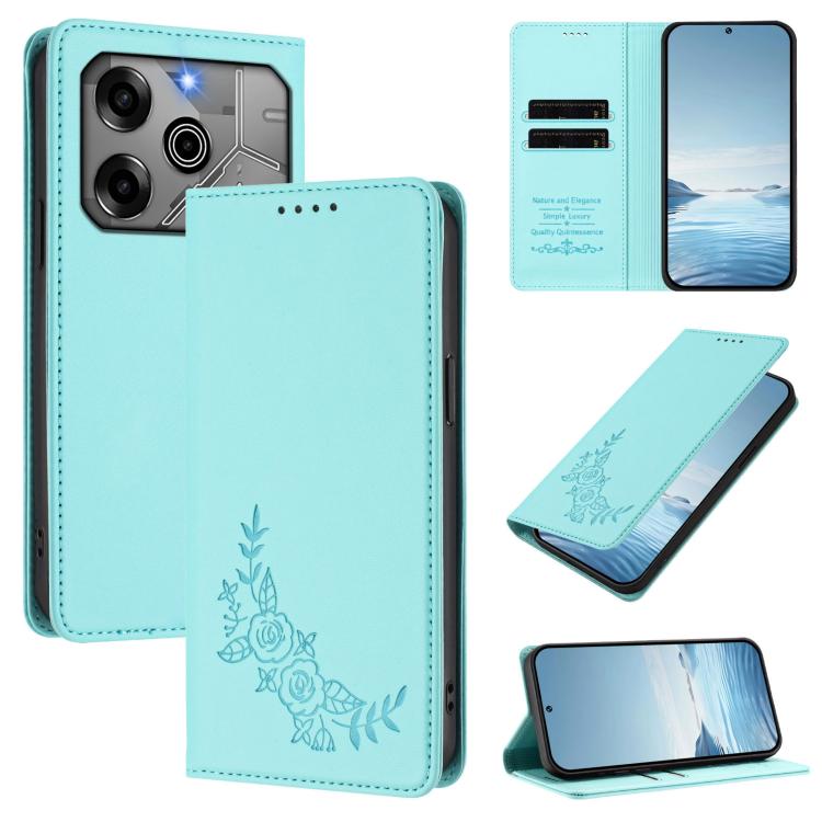 Peony Embossed Magnetic RFID Vegan Leather Phone Case, For Tecno Camon 30S / 30S Pro, For Tecno Pova 6 Neo 5G / Spark 30 5G, For Tecno Spark 30 Pro 4G, For Tecno Spark 30 4G, For Tecno Spark 30C 4G, For Tecno Spark 20 Pro 5G, For Tecno Spark 10 Pro Mag...