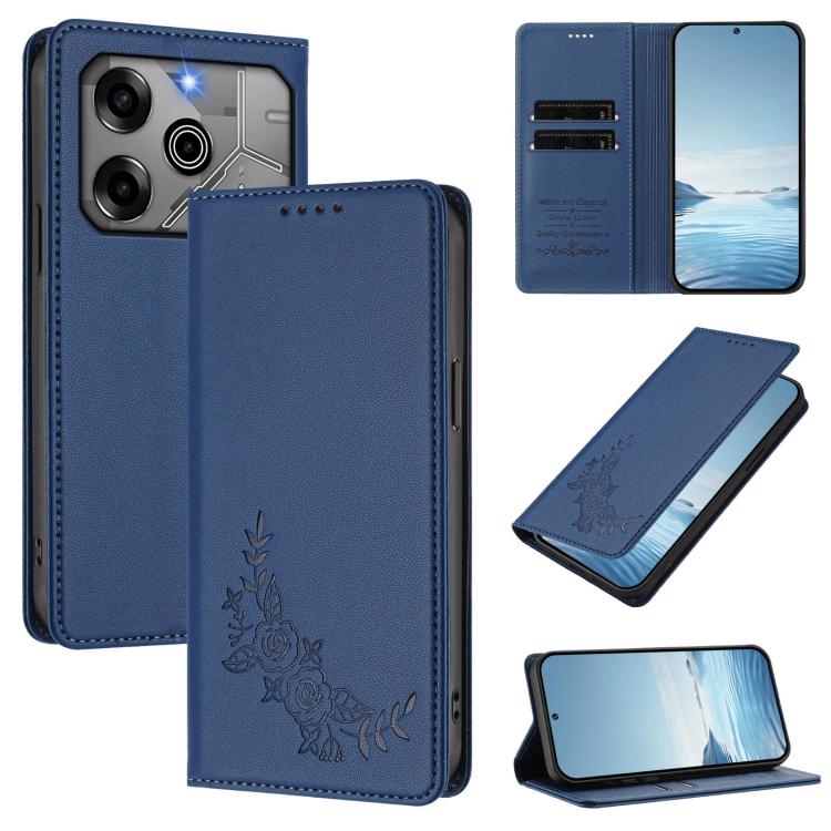 Peony Embossed Magnetic RFID Vegan Leather Phone Case, For Tecno Camon 30S / 30S Pro, For Tecno Pova 6 Neo 5G / Spark 30 5G, For Tecno Spark 30 Pro 4G, For Tecno Spark 30 4G, For Tecno Spark 30C 4G, For Tecno Spark 20 Pro 5G, For Tecno Spark 10 Pro Mag...