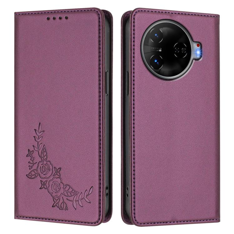 Peony Embossed Magnetic RFID Vegan Leather Phone Case, For Tecno Camon 30 Pro 5G, For Tecno Camon 30 Premier, For Tecno Camon 30 4G / 5G, For Tecno Spark 20 Pro+ 4G, For Tecno Pova 5 Pro, For Tecno Pova Neo 3, For Tecno Pova 5                          ...
