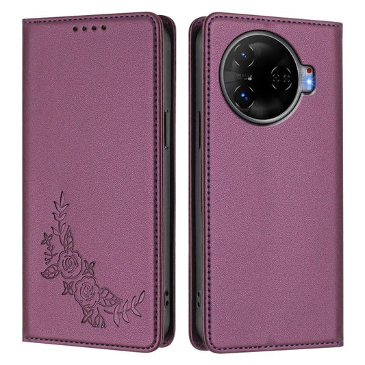 Peony Embossed Magnetic RFID Vegan Leather Phone Case, For Tecno Camon 30 Pro 5G, For Tecno Camon 30 Premier, For Tecno Camon 30 4G / 5G, For Tecno Spark 20 Pro+ 4G, For Tecno Pova 5 Pro, For Tecno Pova Neo 3, For Tecno Pova 5                          ...