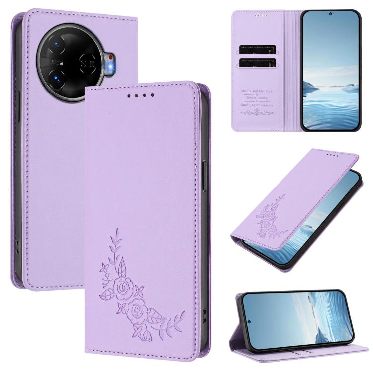 Peony Embossed Magnetic RFID Vegan Leather Phone Case, For Tecno Camon 30 Pro 5G, For Tecno Camon 30 Premier, For Tecno Camon 30 4G / 5G, For Tecno Spark 20 Pro+ 4G, For Tecno Pova 5 Pro, For Tecno Pova Neo 3, For Tecno Pova 5                          ...