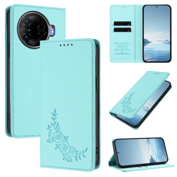 Peony Embossed Magnetic RFID Vegan Leather Phone Case, For Tecno Camon 30 Pro 5G, For Tecno Camon 30 Premier, For Tecno Camon 30 4G / 5G, For Tecno Spark 20 Pro+ 4G, For Tecno Pova 5 Pro, For Tecno Pova Neo 3, For Tecno Pova 5                          ...