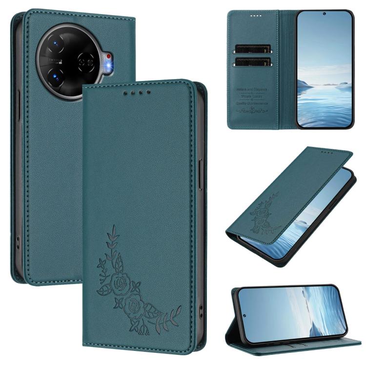 Peony Embossed Magnetic RFID Vegan Leather Phone Case, For Tecno Camon 30 Pro 5G, For Tecno Camon 30 Premier, For Tecno Camon 30 4G / 5G, For Tecno Spark 20 Pro+ 4G, For Tecno Pova 5 Pro, For Tecno Pova Neo 3, For Tecno Pova 5                          ...