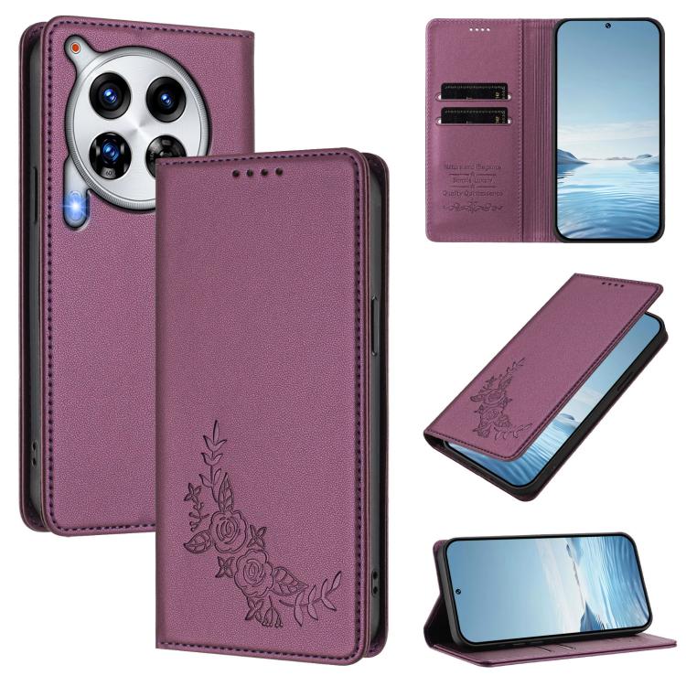 Peony Embossed Magnetic RFID Vegan Leather Phone Case, For Tecno Camon 30 Pro 5G, For Tecno Camon 30 Premier, For Tecno Camon 30 4G / 5G, For Tecno Spark 20 Pro+ 4G, For Tecno Pova 5 Pro, For Tecno Pova Neo 3, For Tecno Pova 5                          ...