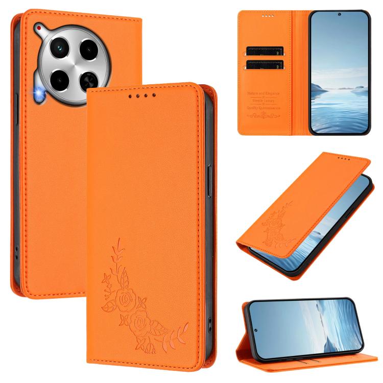 Peony Embossed Magnetic RFID Vegan Leather Phone Case, For Tecno Camon 30 Pro 5G, For Tecno Camon 30 Premier, For Tecno Camon 30 4G / 5G, For Tecno Spark 20 Pro+ 4G, For Tecno Pova 5 Pro, For Tecno Pova Neo 3, For Tecno Pova 5                          ...
