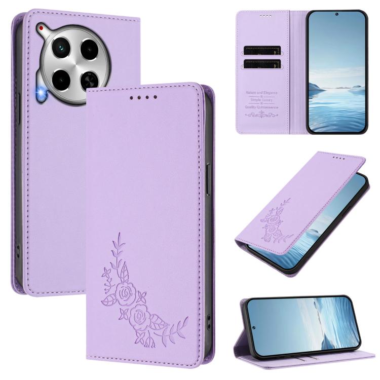 Peony Embossed Magnetic RFID Vegan Leather Phone Case, For Tecno Camon 30 Pro 5G, For Tecno Camon 30 Premier, For Tecno Camon 30 4G / 5G, For Tecno Spark 20 Pro+ 4G, For Tecno Pova 5 Pro, For Tecno Pova Neo 3, For Tecno Pova 5                          ...