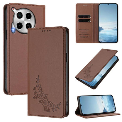 Peony Embossed Magnetic RFID Vegan Leather Phone Case, For Tecno Camon 30 Pro 5G, For Tecno Camon 30 Premier, For Tecno Camon 30 4G / 5G, For Tecno Spark 20 Pro+ 4G, For Tecno Pova 5 Pro, For Tecno Pova Neo 3, For Tecno Pova 5                          ...